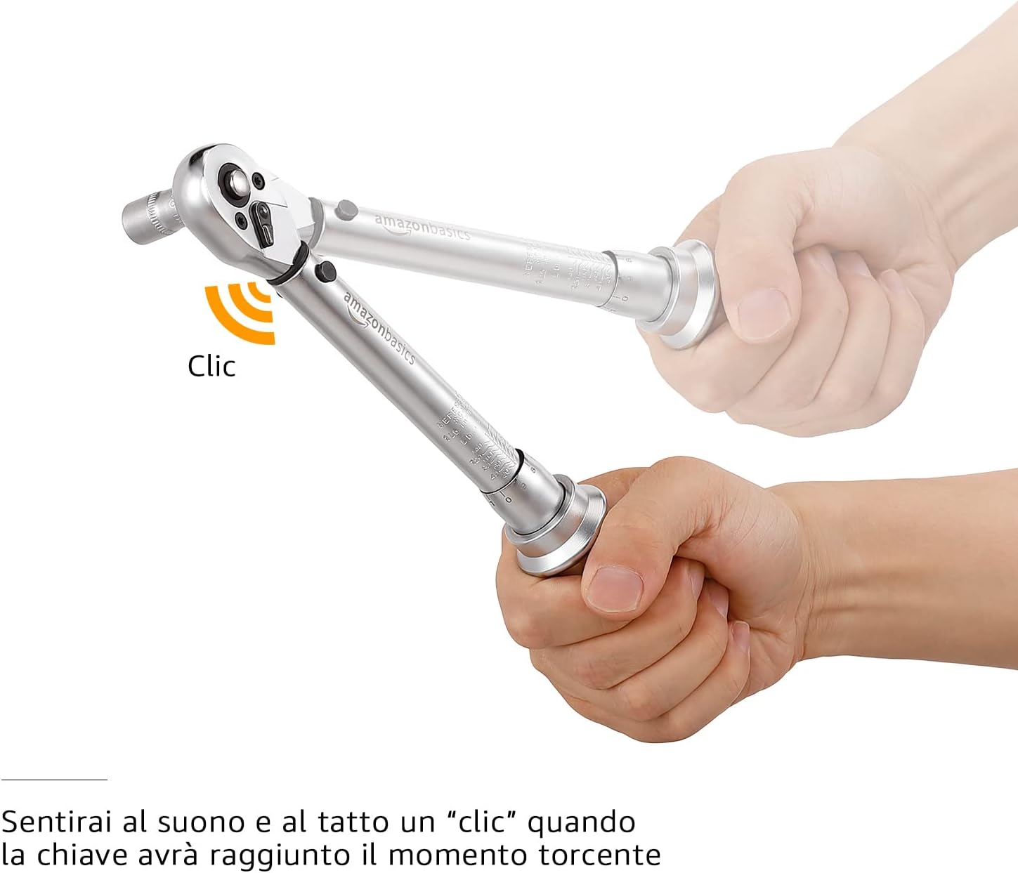 Detalle de Amazon Basics Chiave dinamometrica da 1/4 di pollice: 2,5–15 Nm (20–150 in-lb)