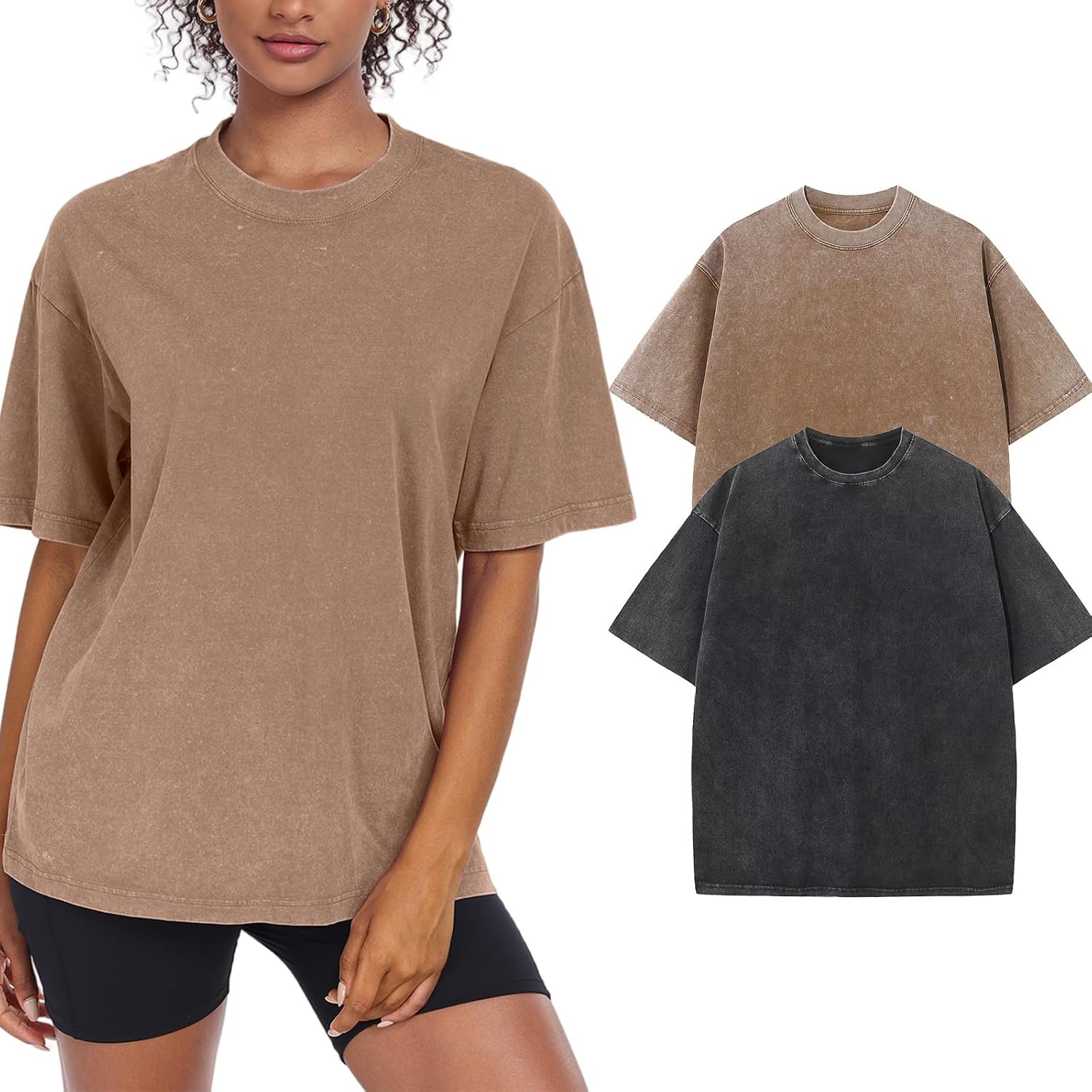 Imagen de SnowElve Women's Washed Vintage Oversized T-Shirt – Soft Cotton Baggy Tee en OfertitasTOP