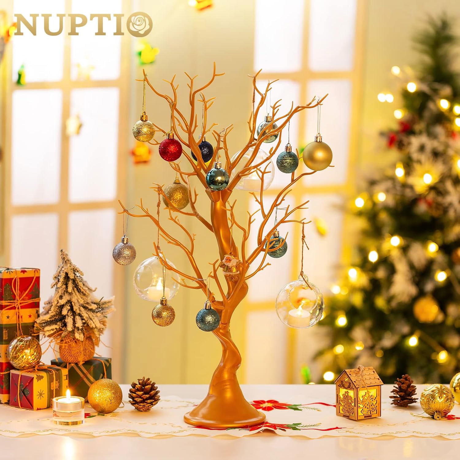 Detalle de NUPTIO Arbre brindille Noël doré 58 cm
