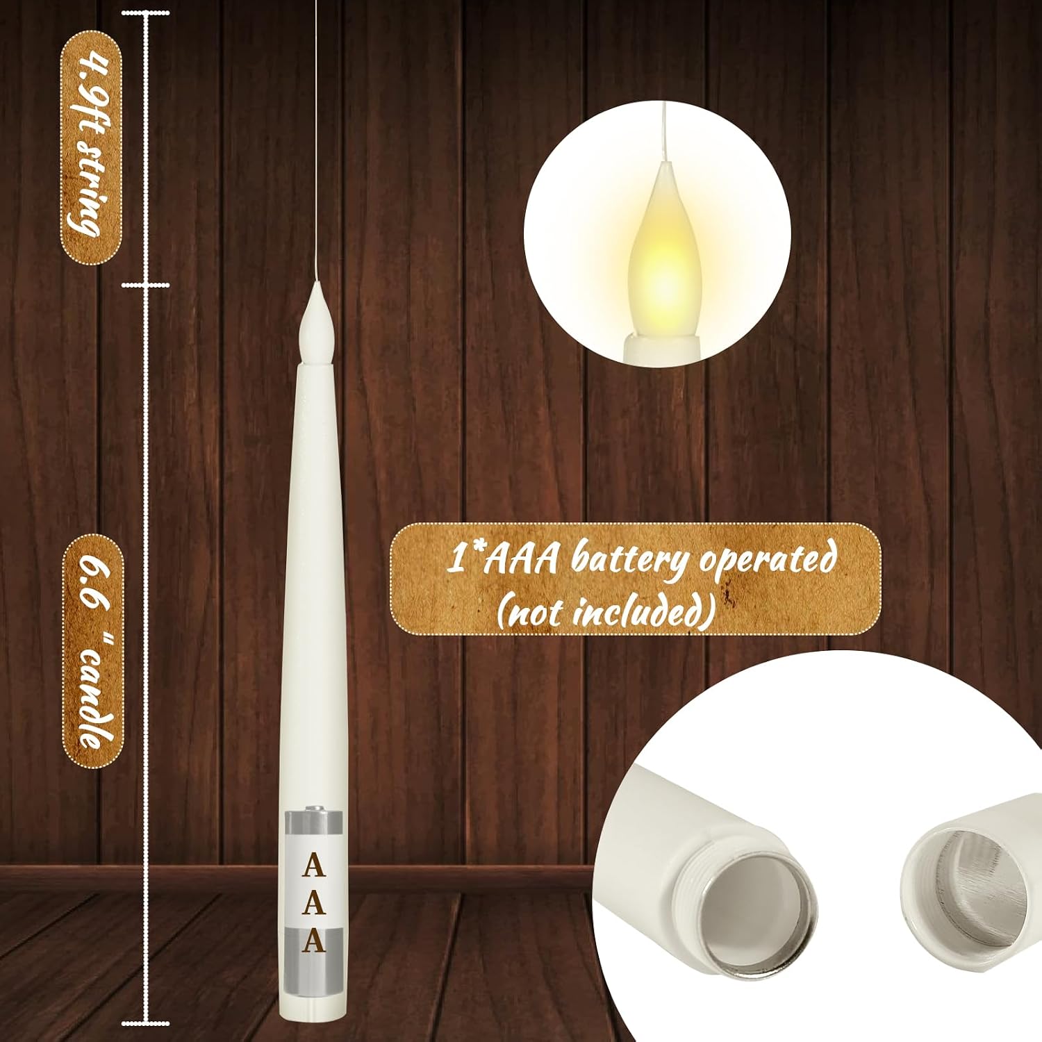 Detalle de Boribim 20-Piece Floating LED Candles with Wand Remote, Flickering Warm Light