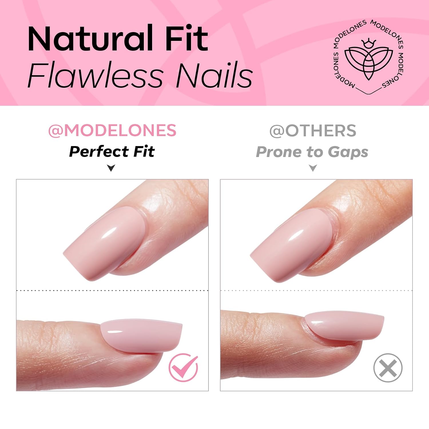 Thumbnail 6 de Modelones Pink Press on Nails Almond | 32Pcs Reusable Nail Kit