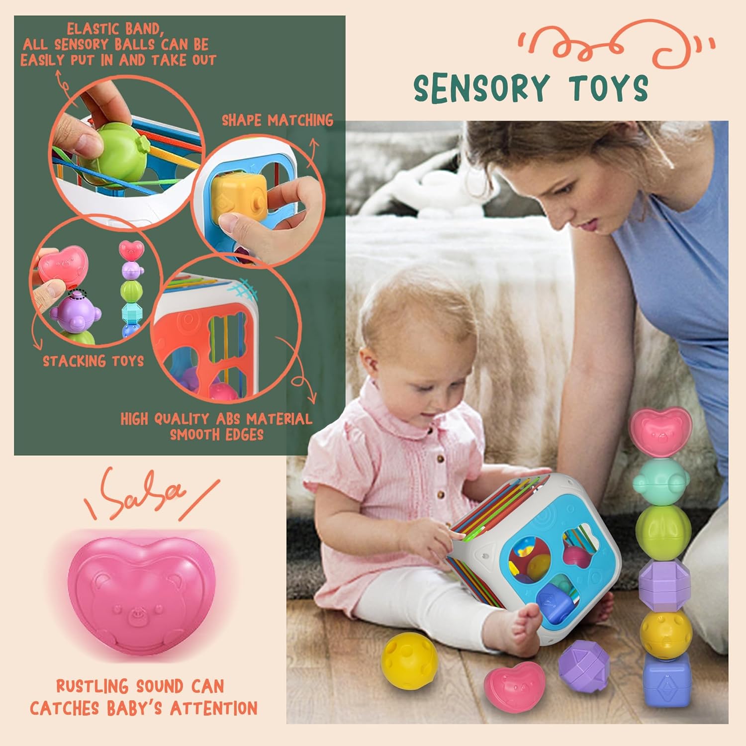 Detalle 2 de MutoToy 6 in 1 Montessori Baby Toys