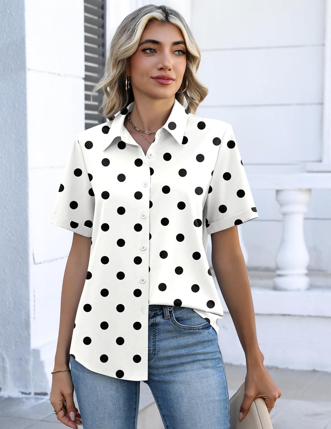 Thumbnail 3 de Zeagoo Button Down Short Sleeve Blouse