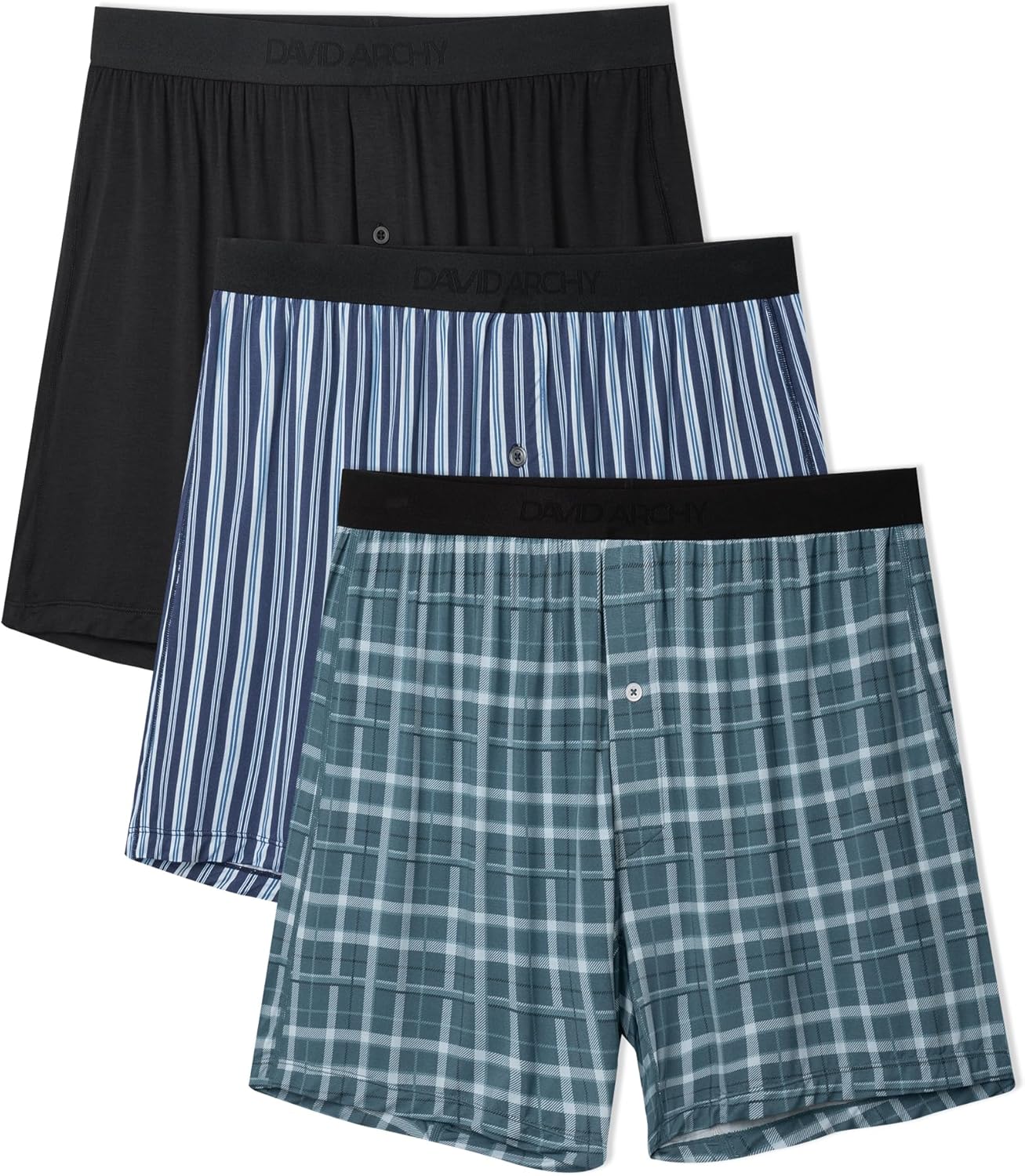 Thumbnail 5 de DAVID ARCHY Bamboo Rayon Boxers: Breathable, Relaxed Fit with Button Fly