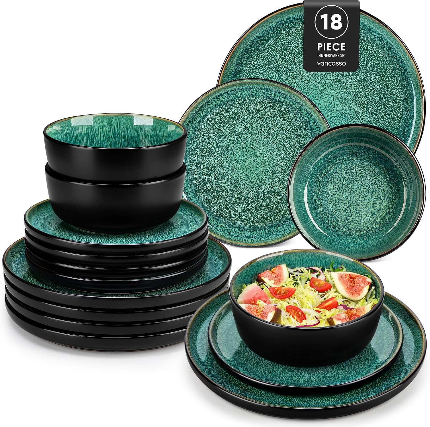 vancasso Playa Green Dinner Set 18‑piece
