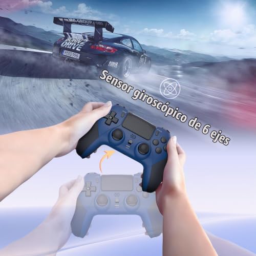 Detalle de Mando inalámbrico LATEC para PS4 Pro/PS4 Slim: Bluetooth, macros y 6 ejes en azul
