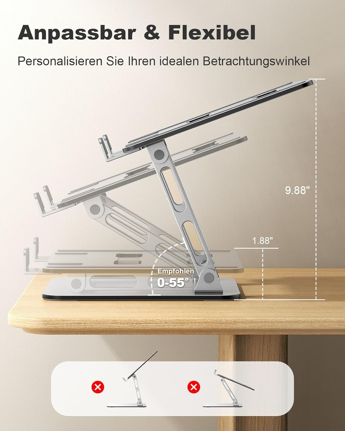 Detalle 2 de Babacom Laptop Ständer höhenverstellbar 4,8–25,9 cm