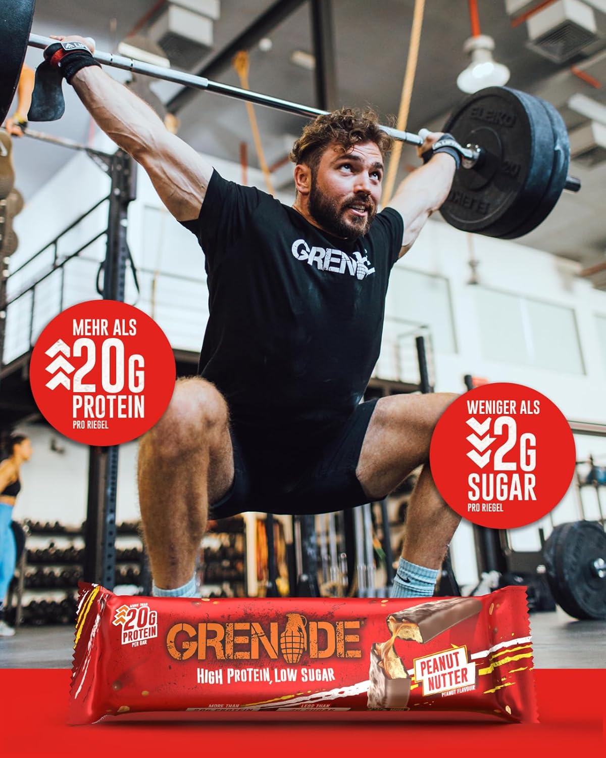 Thumbnail 6 de Grenade Proteinriegel Peanut Nutter – proteinreich, zuckerarm, 12 x 60 g