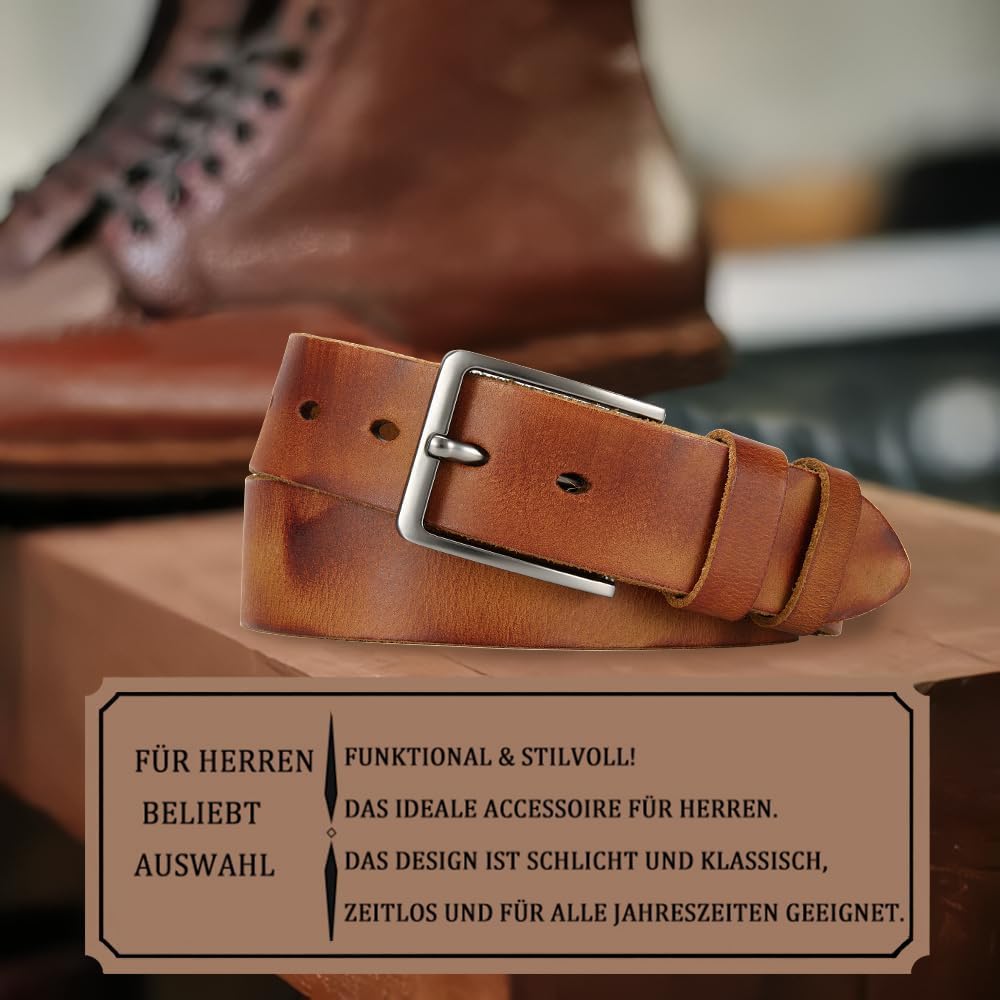 Detalle 2 de DOOPAI Herren-Ledergürtel aus Vollleder, casual & Arbeit, mit einstellbarer Länge