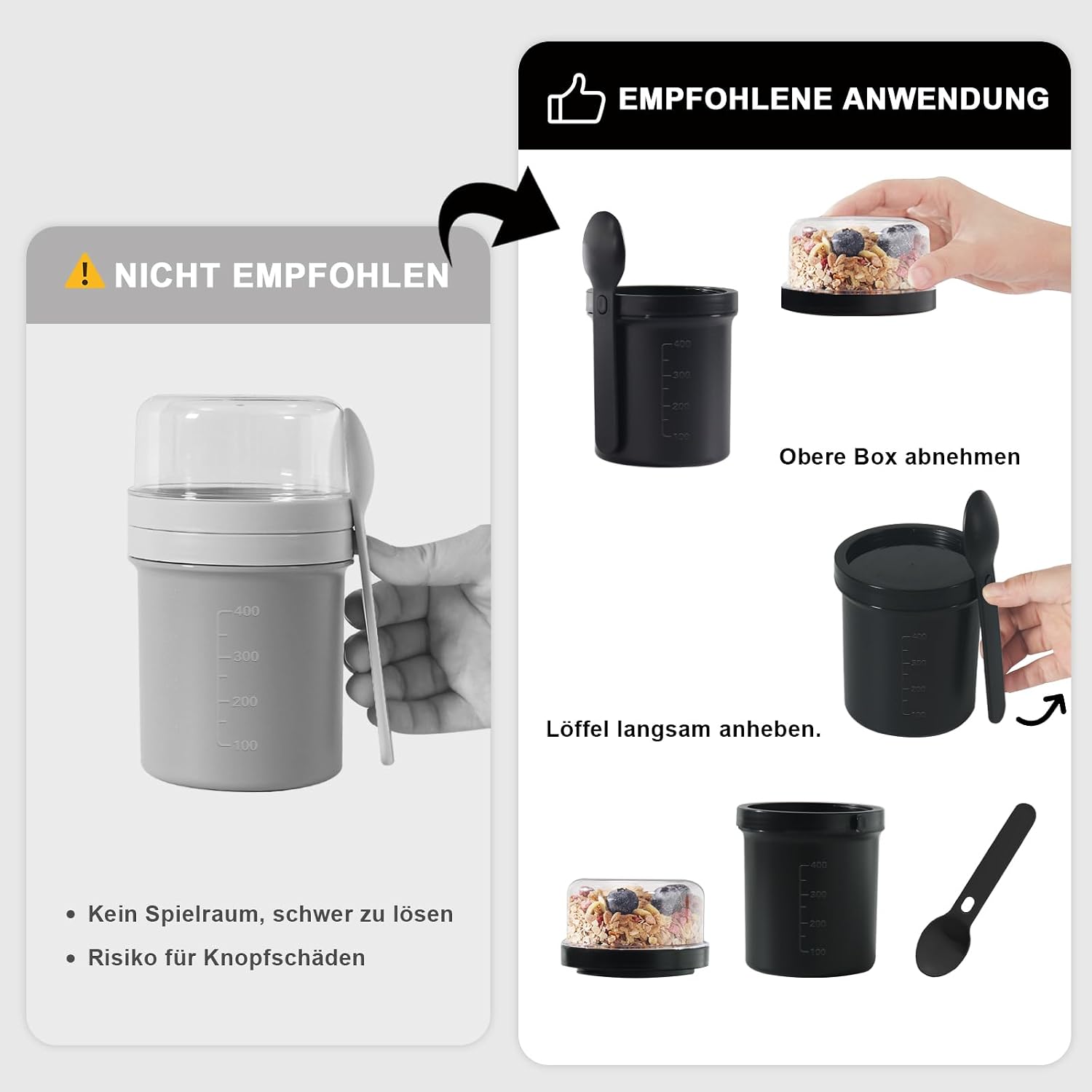Detalle 2 de Swkien Müslibecher to Go 700 ml Lunchpot
