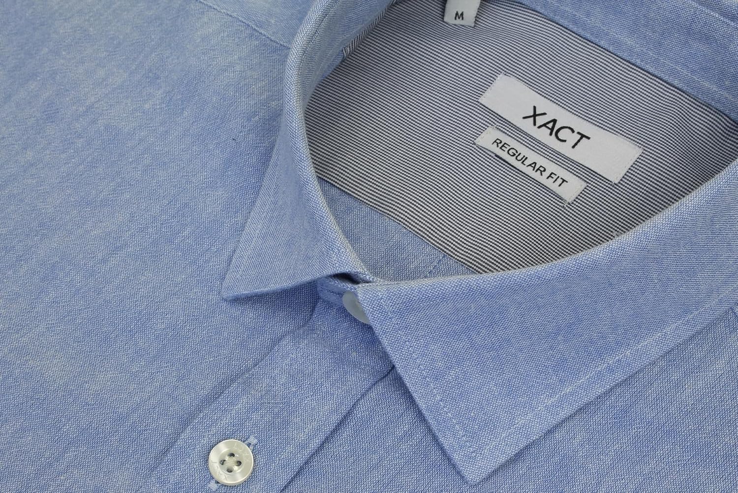 Thumbnail 3 de Xact Men’s Long Sleeve Linen Cotton Shirt (Regular Fit) – Point Collar, Chest Pocket, Breathable Summer Smart Casual