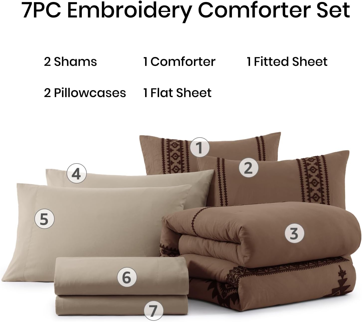 Thumbnail 6 de MaiRêve Embroidery Comforter Set - King, 7-Piece Boho Farmhouse Western Bedding
