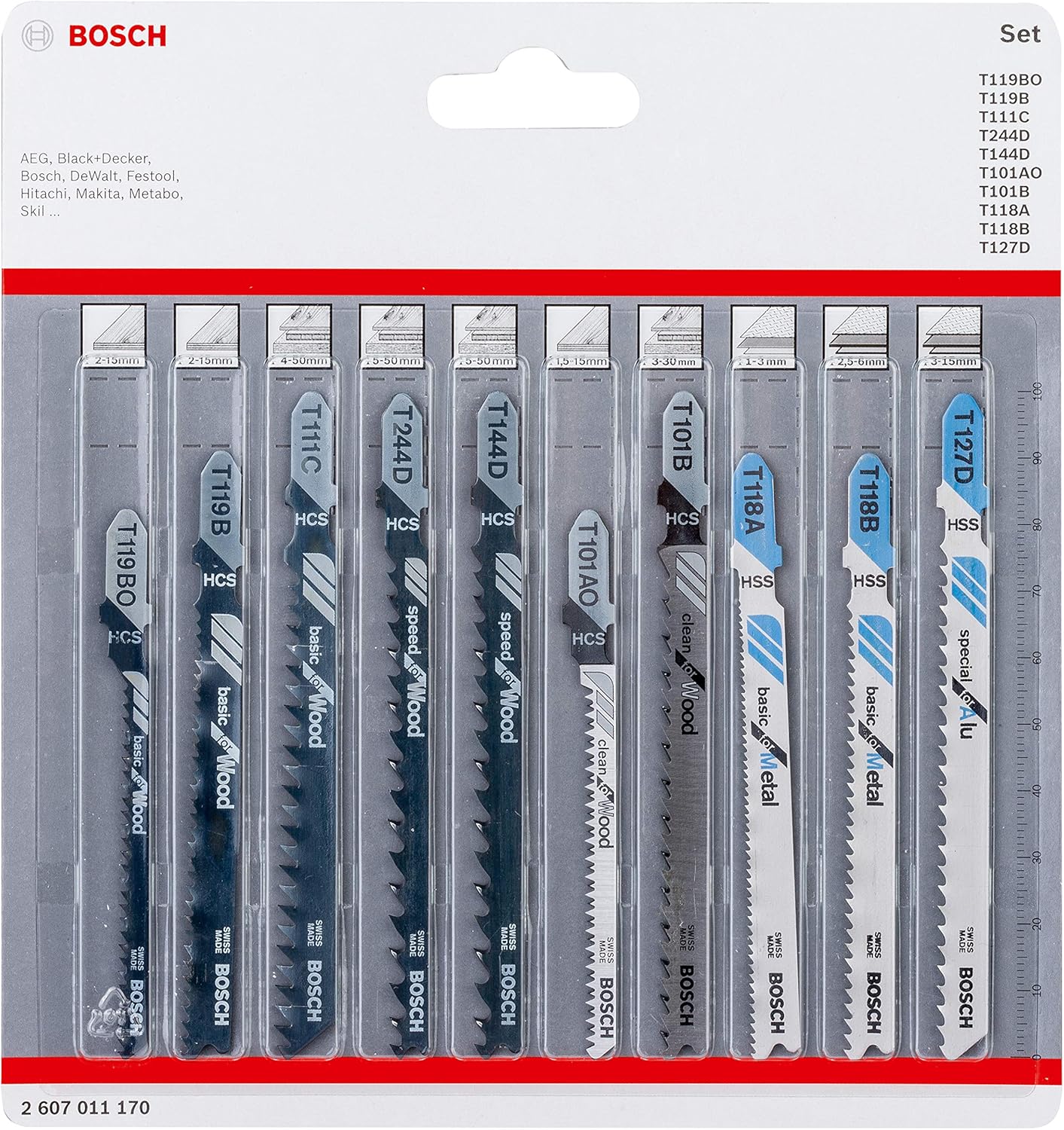Bosch 2607011170 Lame de scie sauteuse 10 pièces