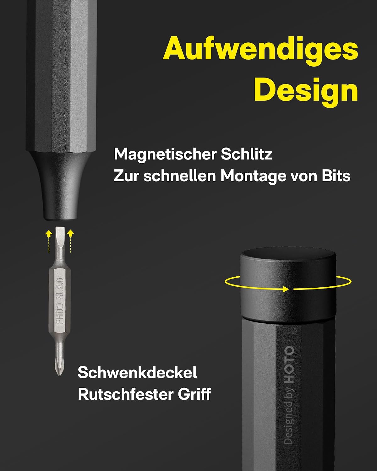 Detalle de HOTO Feinmechaniker Schraubendreher-Set 24-in-1 magnetisch – Präzisionsbits für Handy, Laptop & Co.
