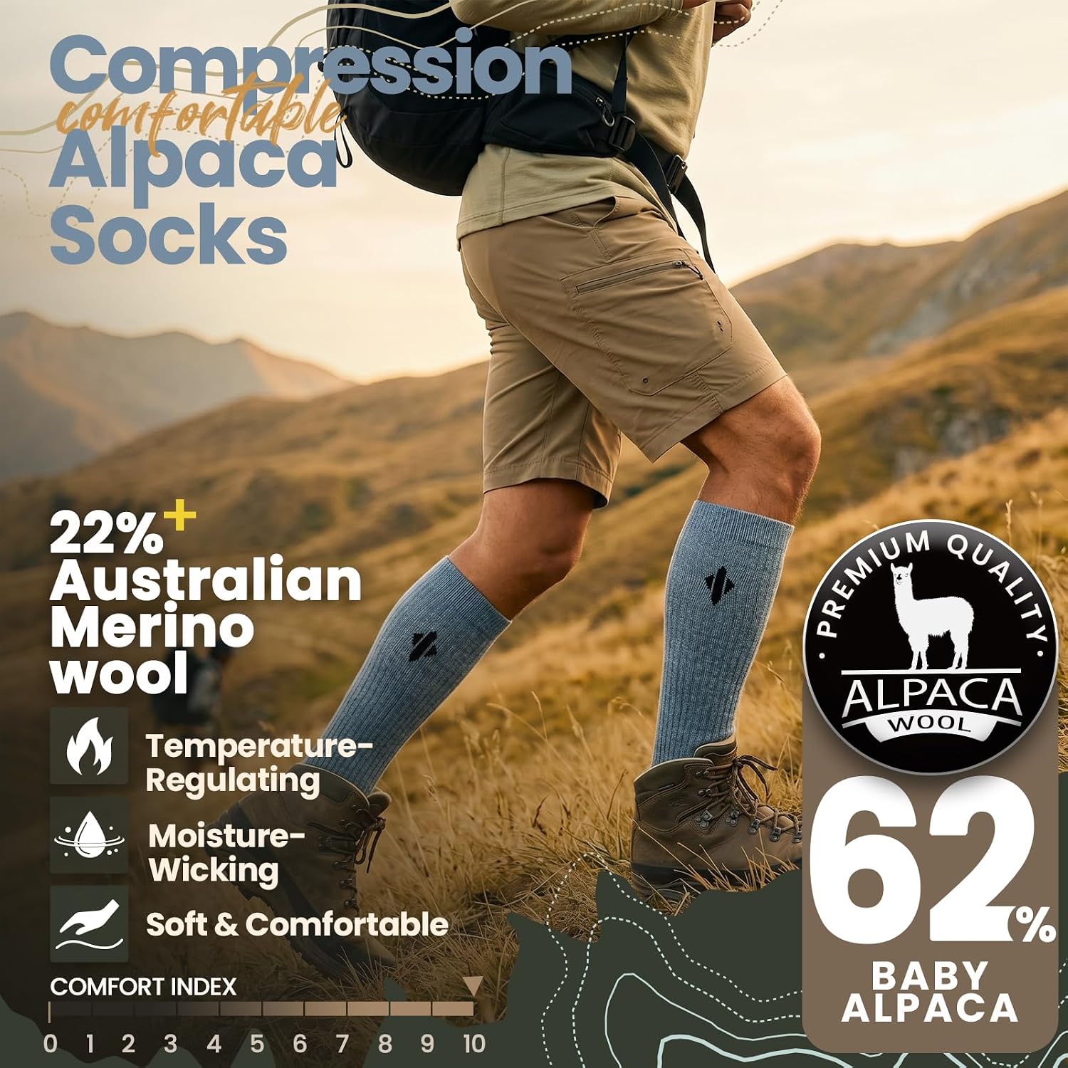 Thumbnail 1 de Heat equation Alpaca Compression Socks, 15–20 mmHg Knee-High Graduated Support