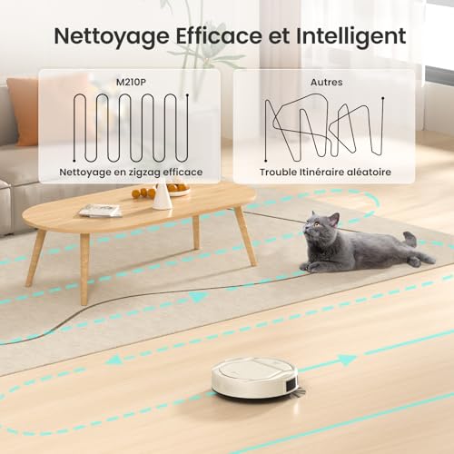 Detalle 2 de Lefant Aspirateur Robot M210P Champagne — Forte aspiration 2200Pa, 120 min, connexion WiFi/Bluetooth/Alexa