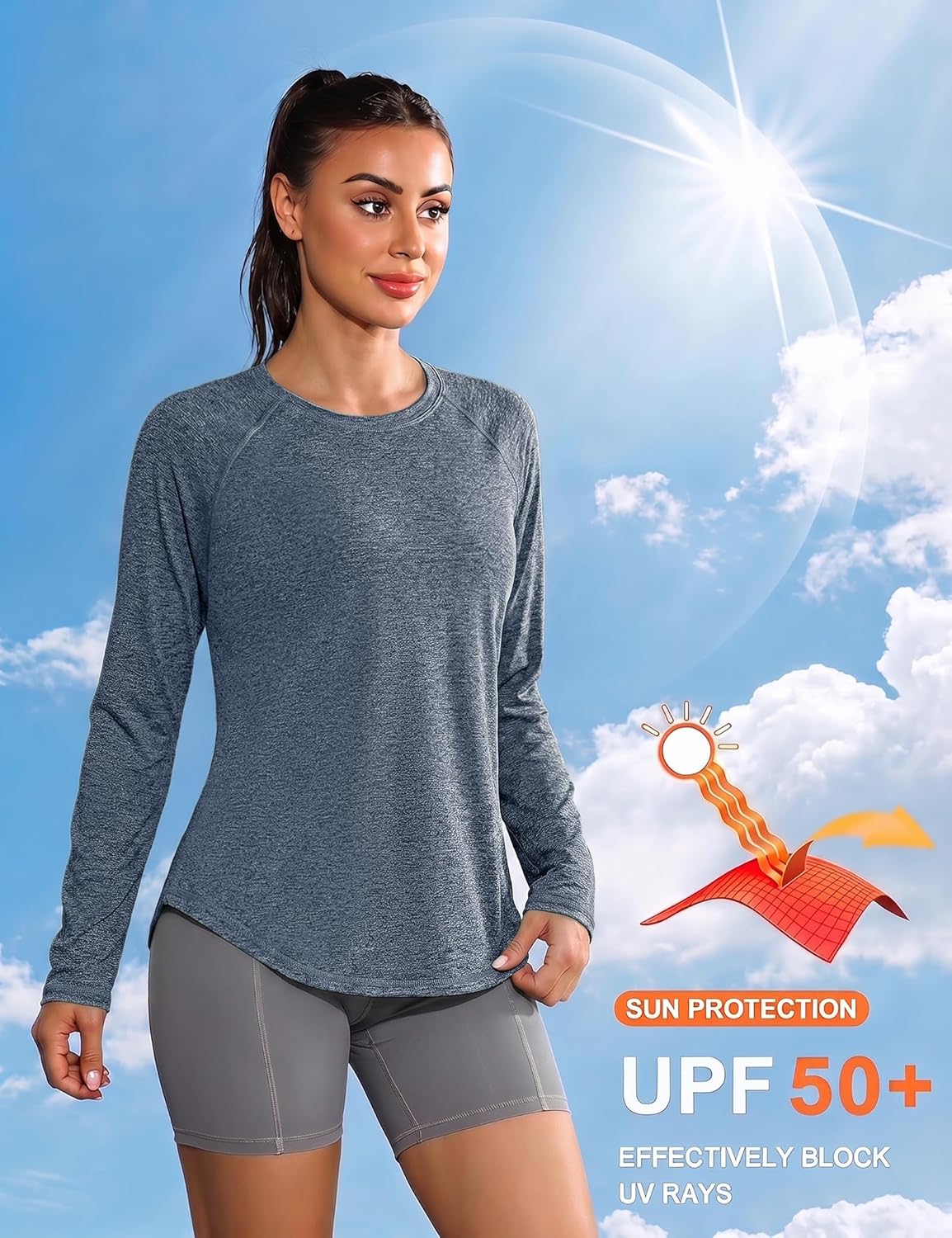 Thumbnail 3 de Gyabnw Sport Damen-Langarmshirt aus Funktionsstoff mit Mesh-Rücken – für Fitness, Lauf- und Wandereinsatz
