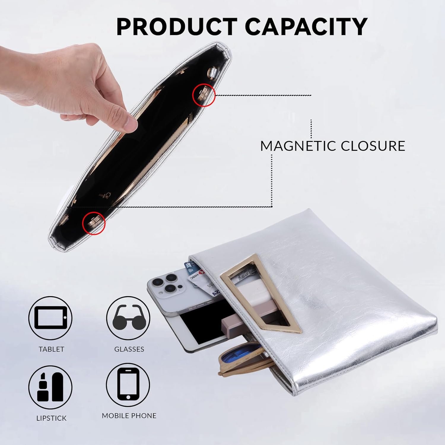 Thumbnail 3 de EVEOUT Damen-Clutch aus Kunstleder mit abnehmbarer Schulterkette (Abendtasche für Hochzeit, Party, Dinner)