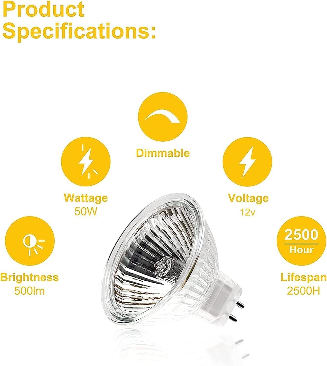 Detalle 2 de Simusi MR16 50W 12V GU5.3 dimmable spotlight bulbs