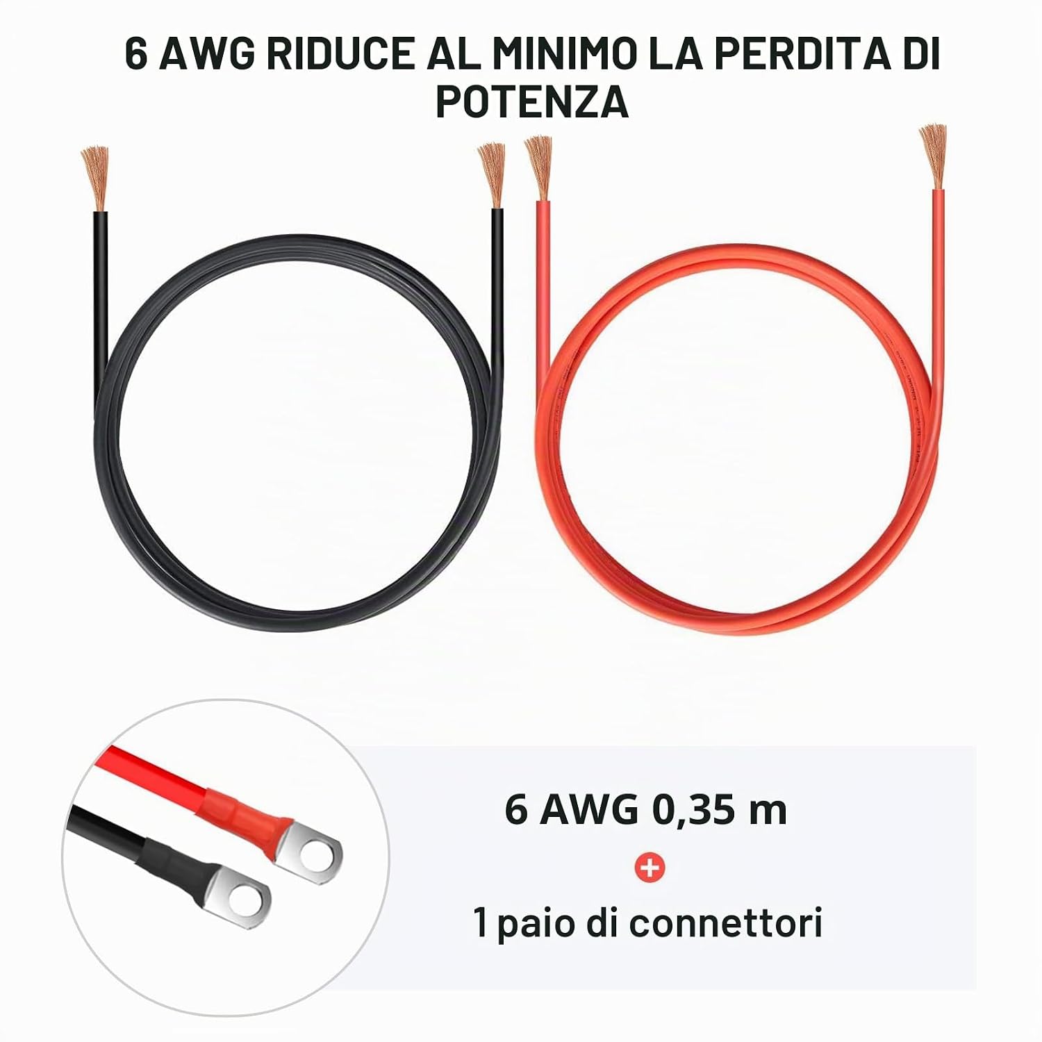 Thumbnail 2 de DCHOUSE 2 pezzi cavi batteria M8 30 cm — 35 mm², occhielli 6 mm, cablaggio affidabile per batteria auto e impianti solari