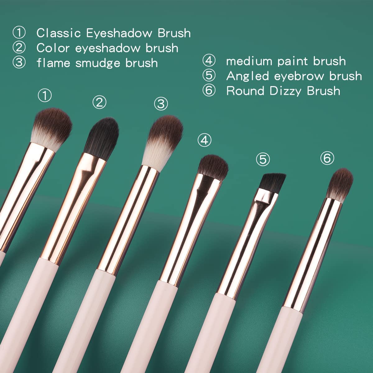 Detalle 2 de Eye Makeup Brush Set, 6 Pcs – Professional Blending Brushes with Soft Vegan Bristles & Wood Handle