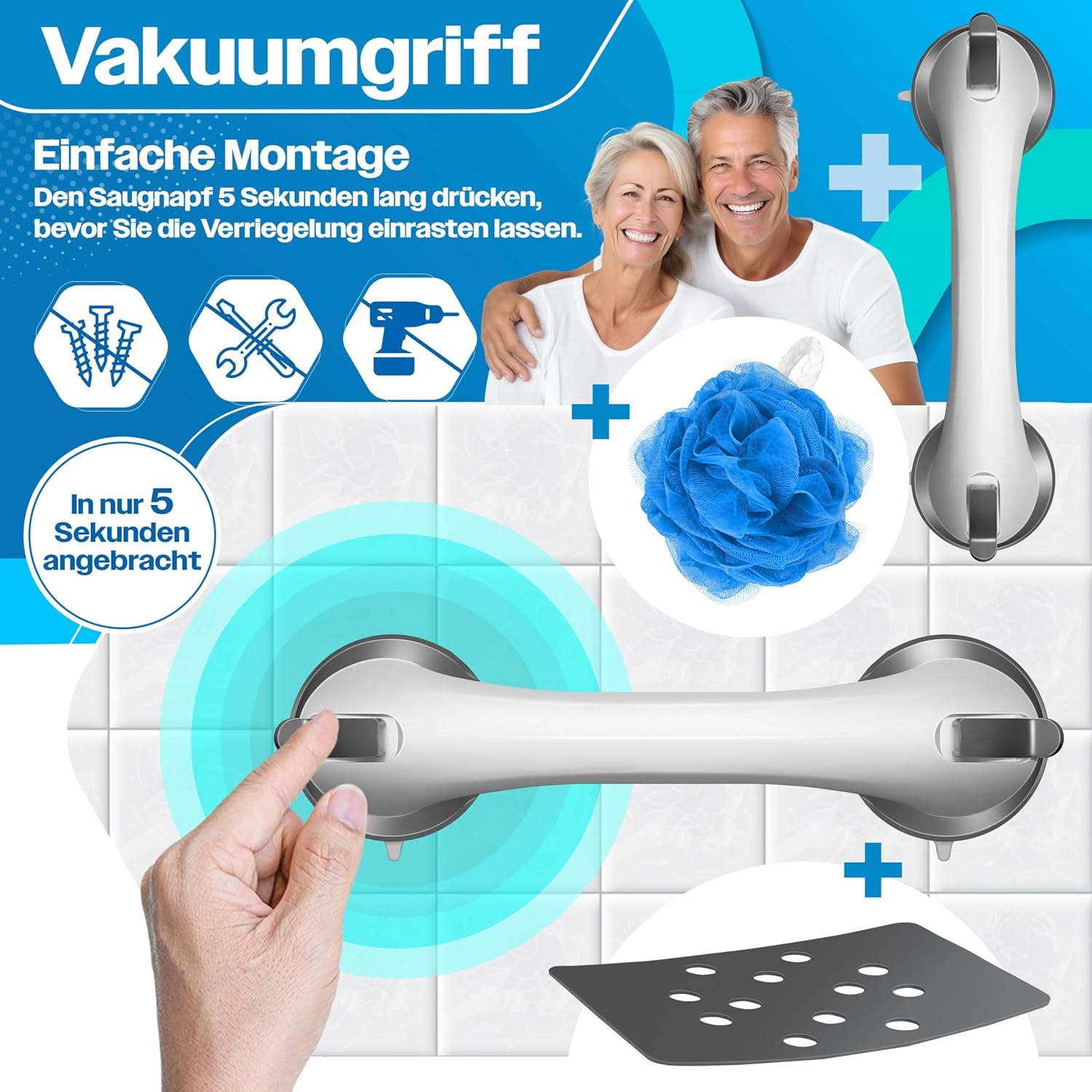 Thumbnail 5 de KESSER® Duschhocker höhenverstellbar – sicherer, leichter Badhocker mit Anti-Rutsch‑Features