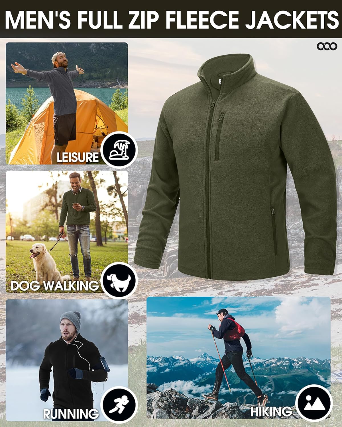 Thumbnail 5 de 33,000ft Herren Fleecejacke mit Stehkragen – leichte warme Übergangsjacke für Outdoor & Alltag