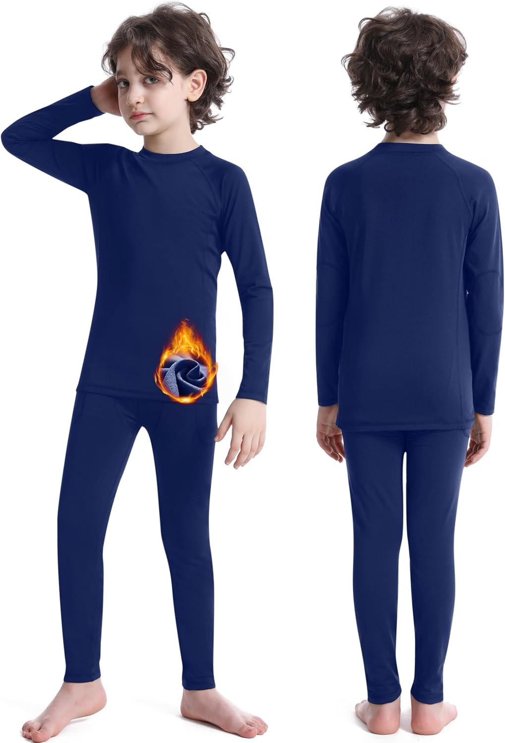 Detalle 2 de Roadbox RYCA0209016_ParentASIN Boys Thermal Underwear Set, Fleece-Lined Base Layer