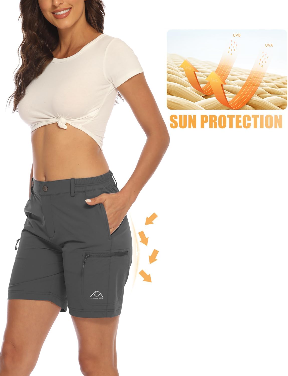 Thumbnail 2 de donhobo Women’s Walking & Hiking Cargo Shorts with Quick-Dry, Stretch Waist and UPF 30+