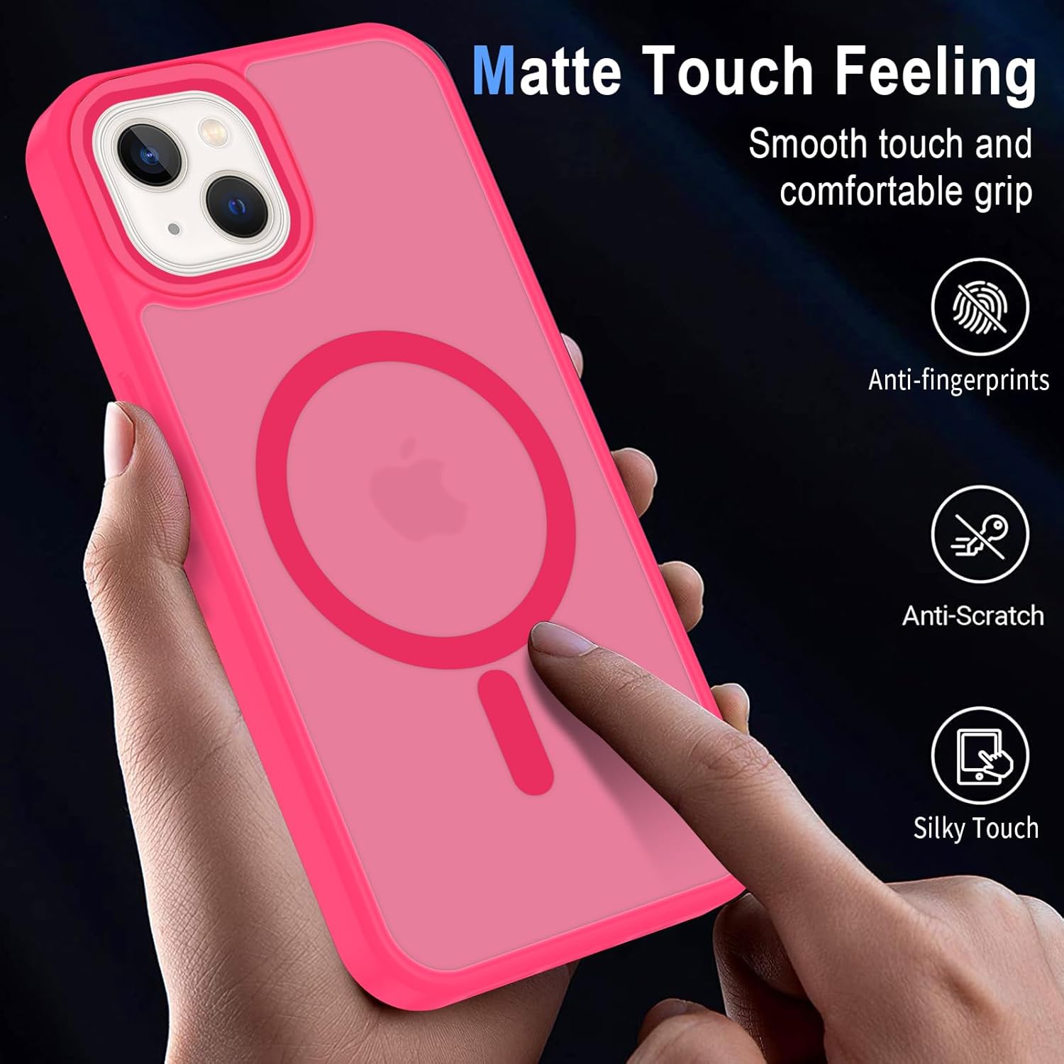 Thumbnail 4 de XTCASE Coque iPhone 13 Magnétique – Rose Rouge, dos translucide mat