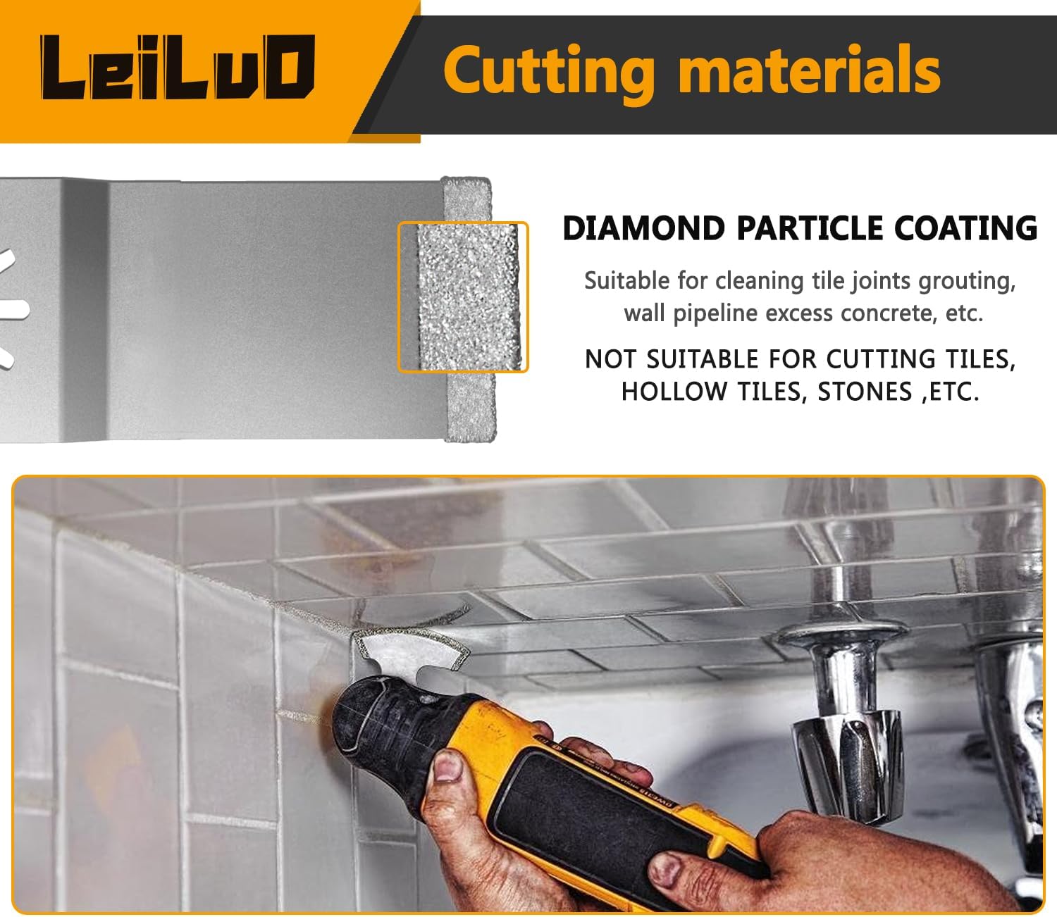Detalle de LEILUO 6 Pcs Diamond Multi Tool Accessory Kit for Grout Removal