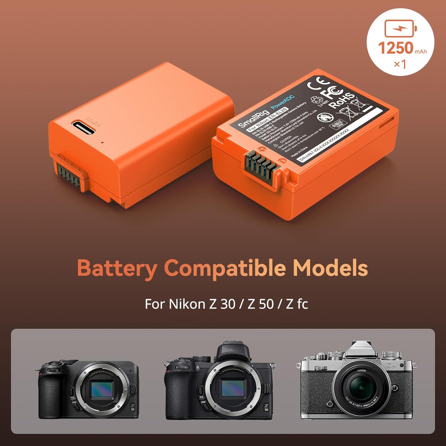 Thumbnail 2 de SMALLRIG Akku EN-EL25 1250mAh für Nikon
