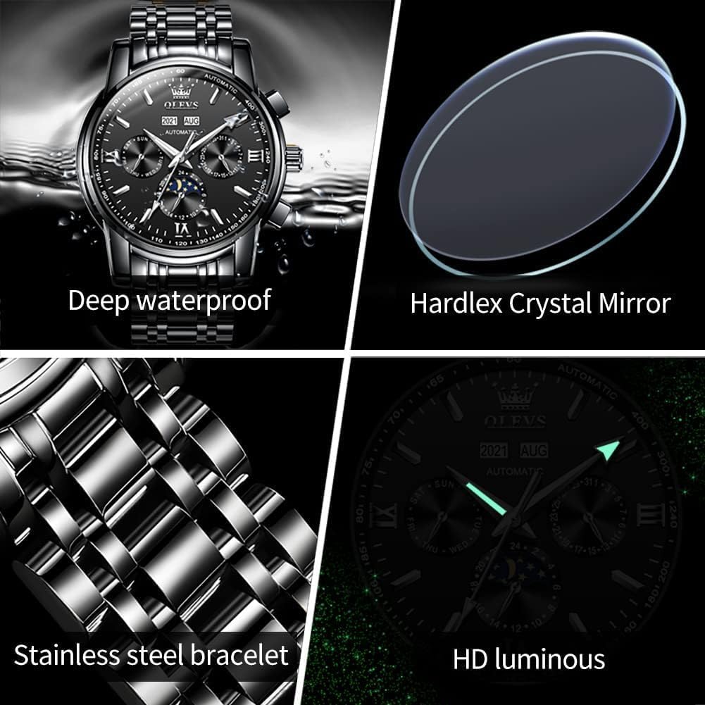 Detalle 1 de OUPINKE Herrenuhr Automatik mit Mondphase
