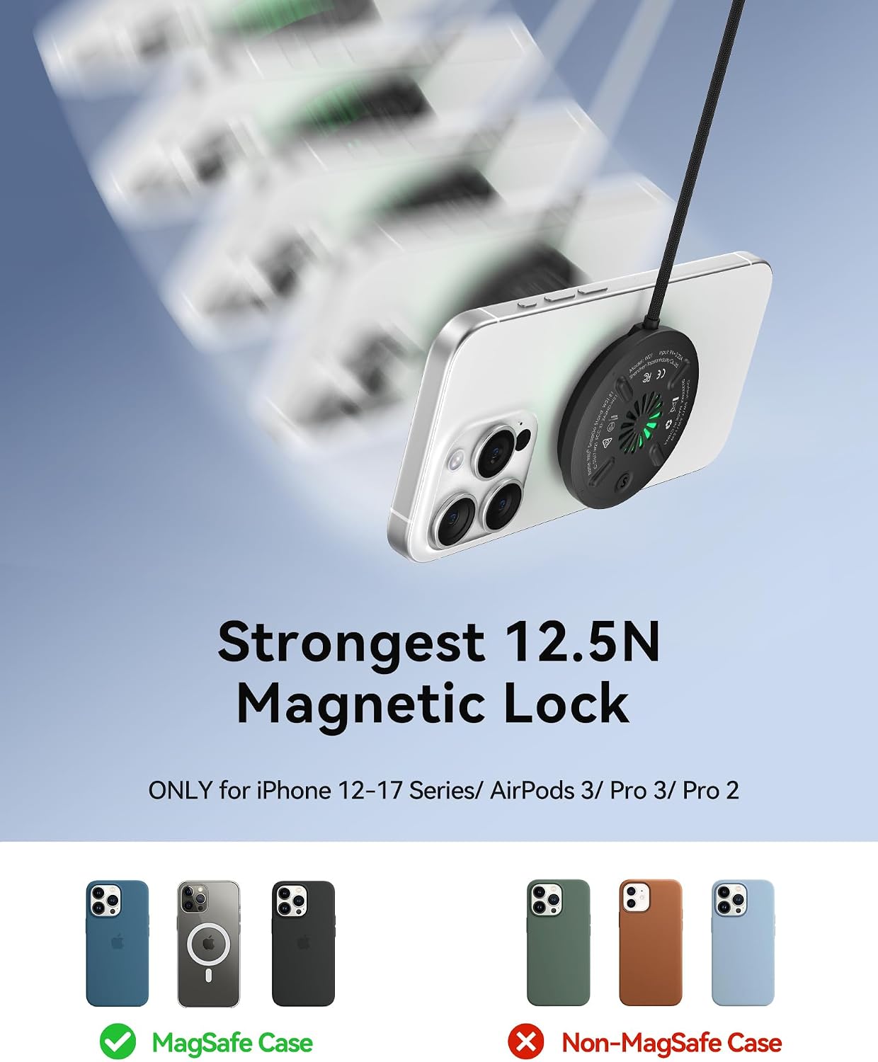 Detalle de INIU Magnetic Wireless Charger, Qi2