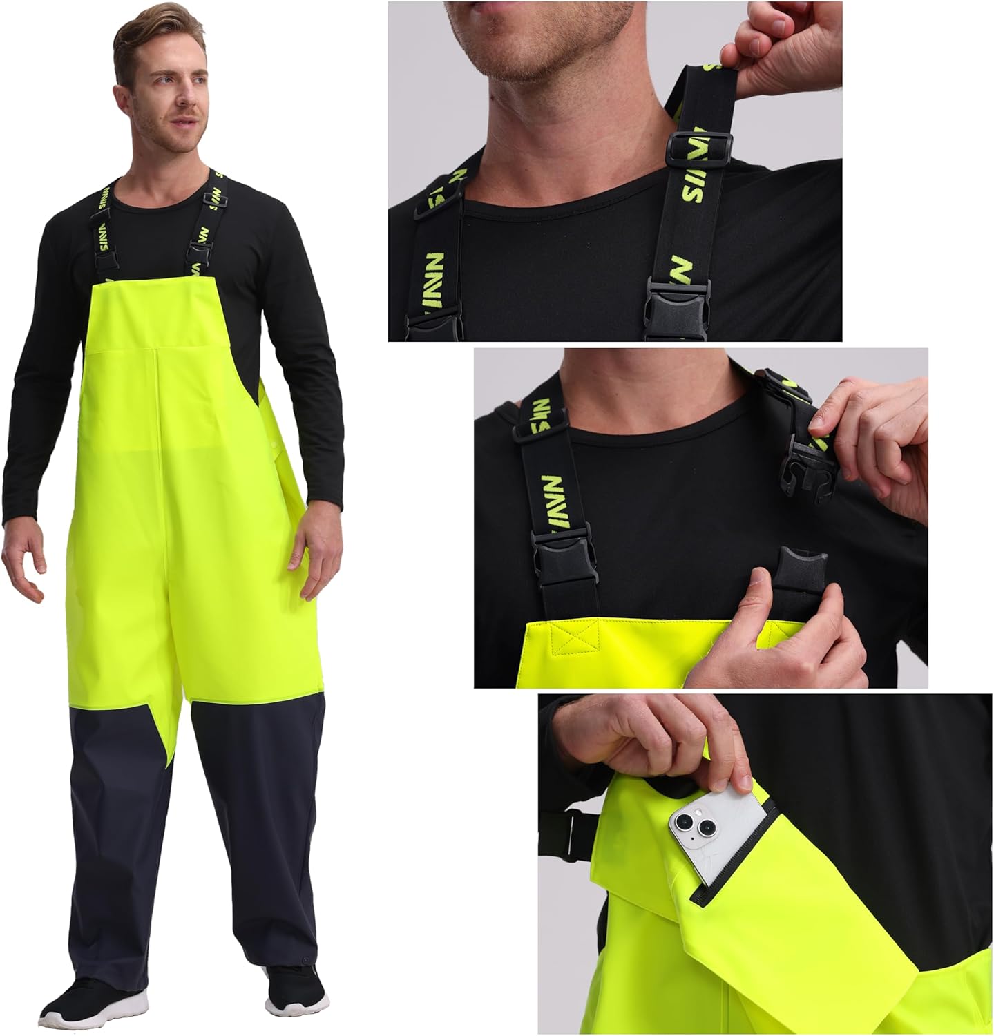 Thumbnail 5 de Men’s PRO Workwear 3-Piece Waterproof Rain Jacket & Bib Pants Set – heavy-duty PU two-tone rain suit