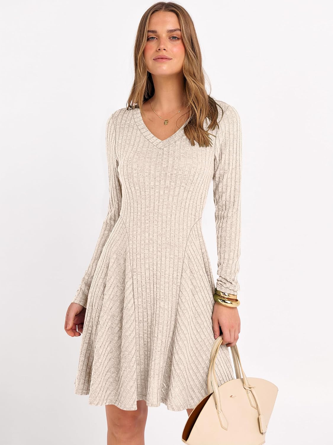 Detalle 2 de ANRABESS Women's Sweater Dress, Ribbed Knit