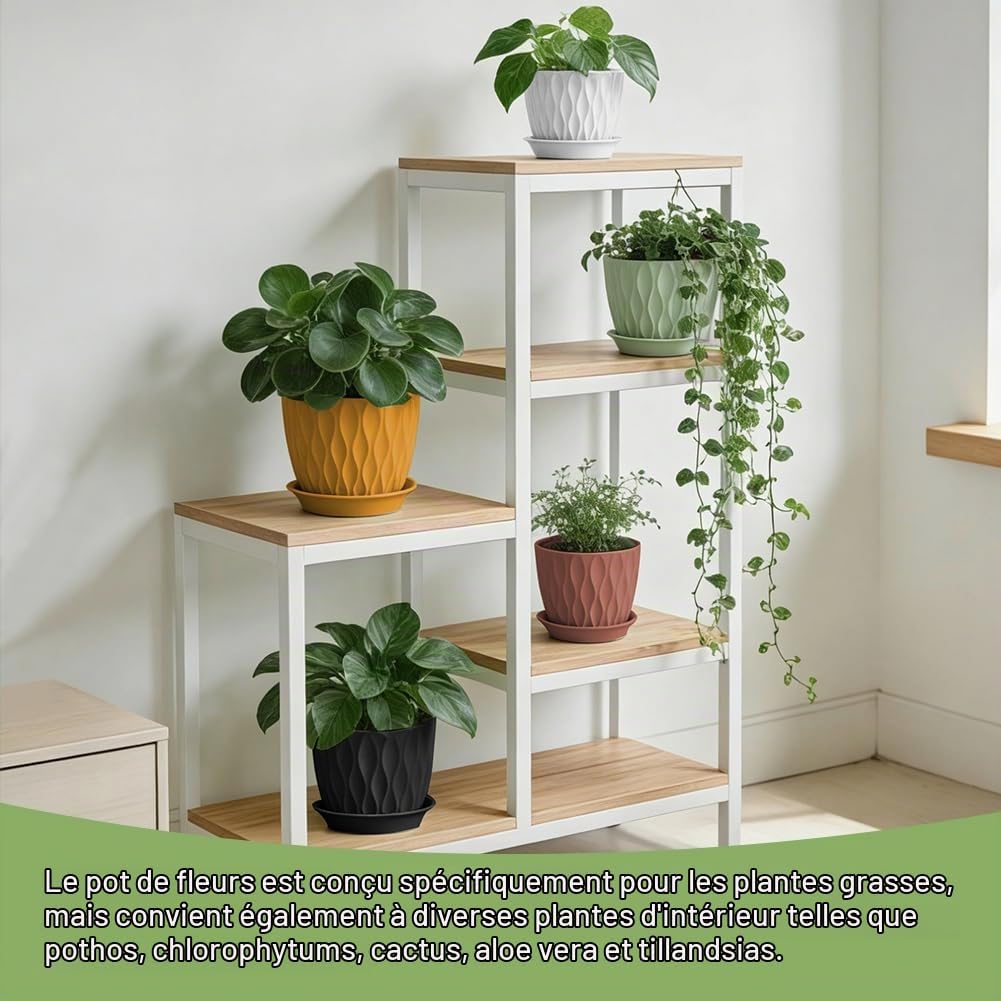 Detalle 2 de vsshe U10-LYCHPHS251021-FBA kunststof bloempotten, set van 6, zwart, 15,2 cm