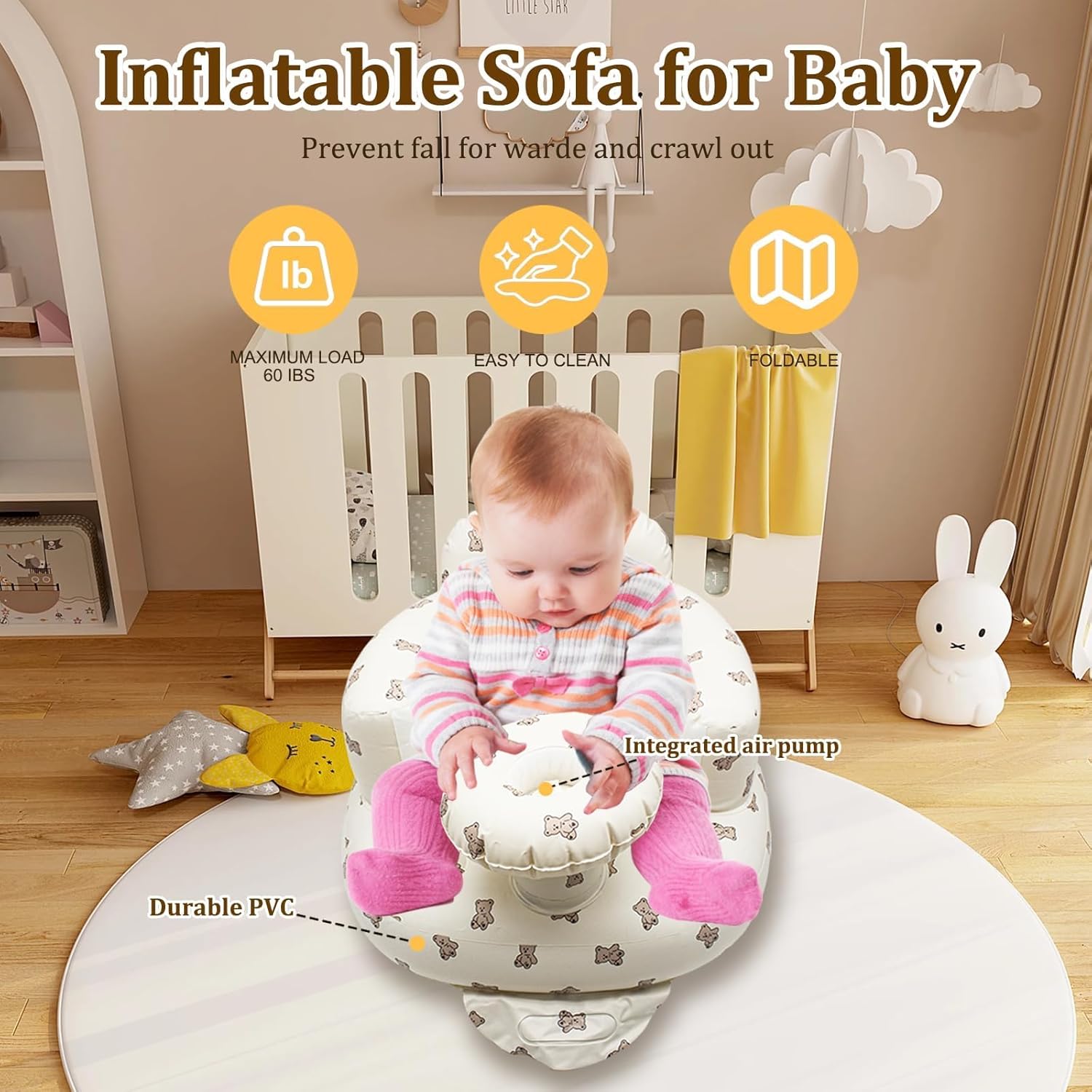 Thumbnail 3 de Ryvera Inflatable Baby Chair with Built-in Air Pump – Portable, Supportive Seating for 3–36 Months