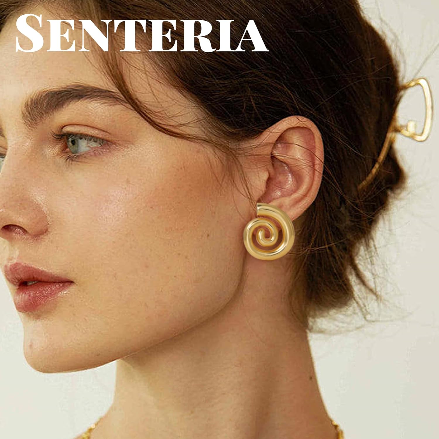 Thumbnail 3 de Senteria Ohrringe Silber 925 Stecker mit 14K Vergoldung – goldene Knoten-Statement Ohrringe für Damen