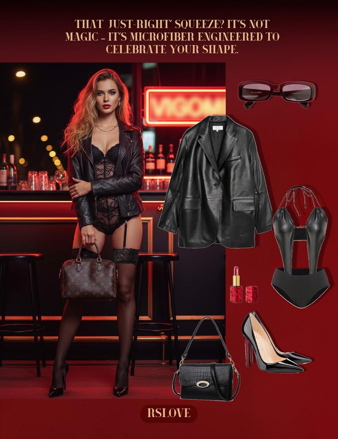 Thumbnail 4 de RSLOVE halterlose Strümpfe für Damen mit Spitze und Silikonstreifen (Strapsstrümpfe/Nylonstrümpfe)