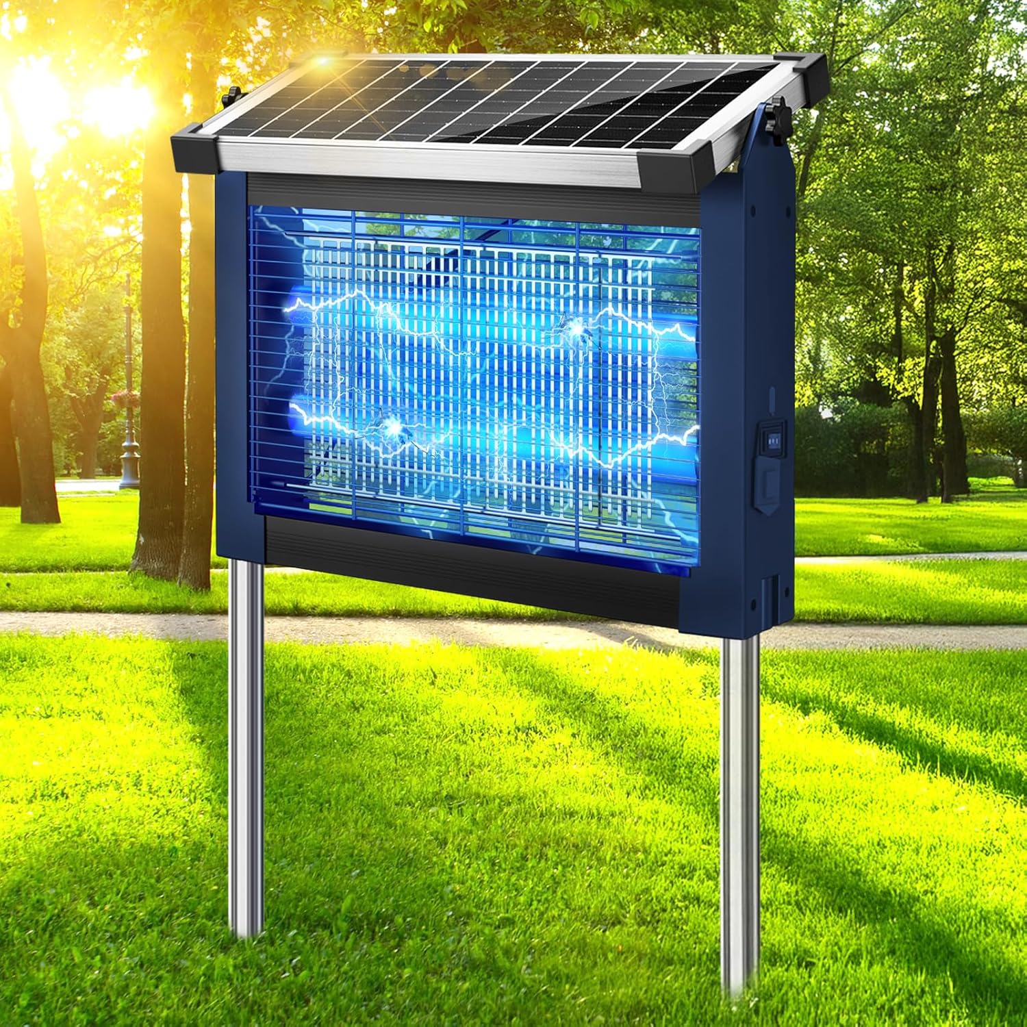 Solar Bug Zapper Outdoor: 4500V Mosquito Trap with Smart Light Sensor