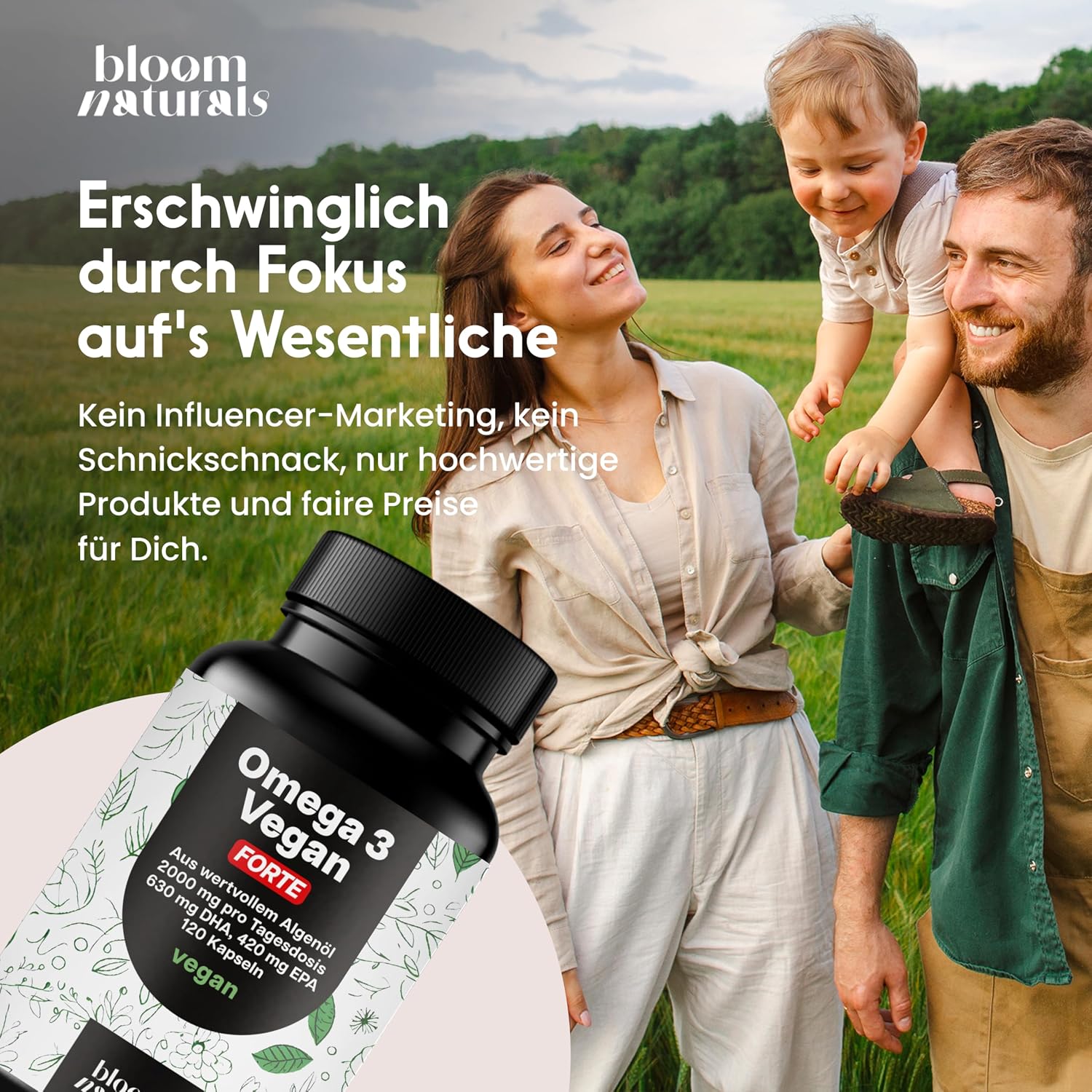 Thumbnail 5 de Omega 3 Kapseln Hochdosiert FORTE Vegan – 120 Kapseln mit 2000 mg Algenöl, DHA & EPA (Laborgeprüft, in Deutschland hergestellt)