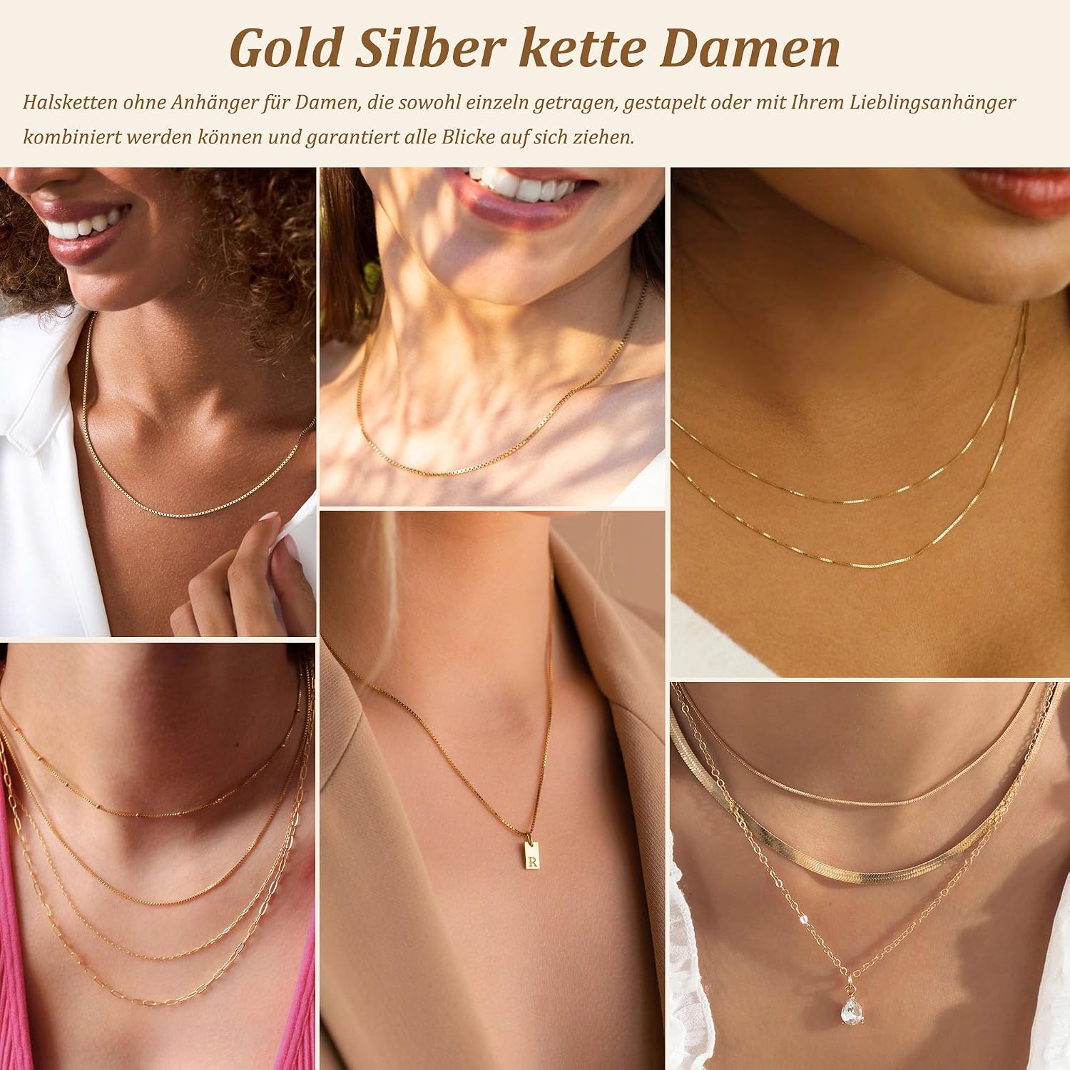 Thumbnail 5 de ZHESHY Kette Damen 39 cm 6 cm Verlängerung Gold Silber 925