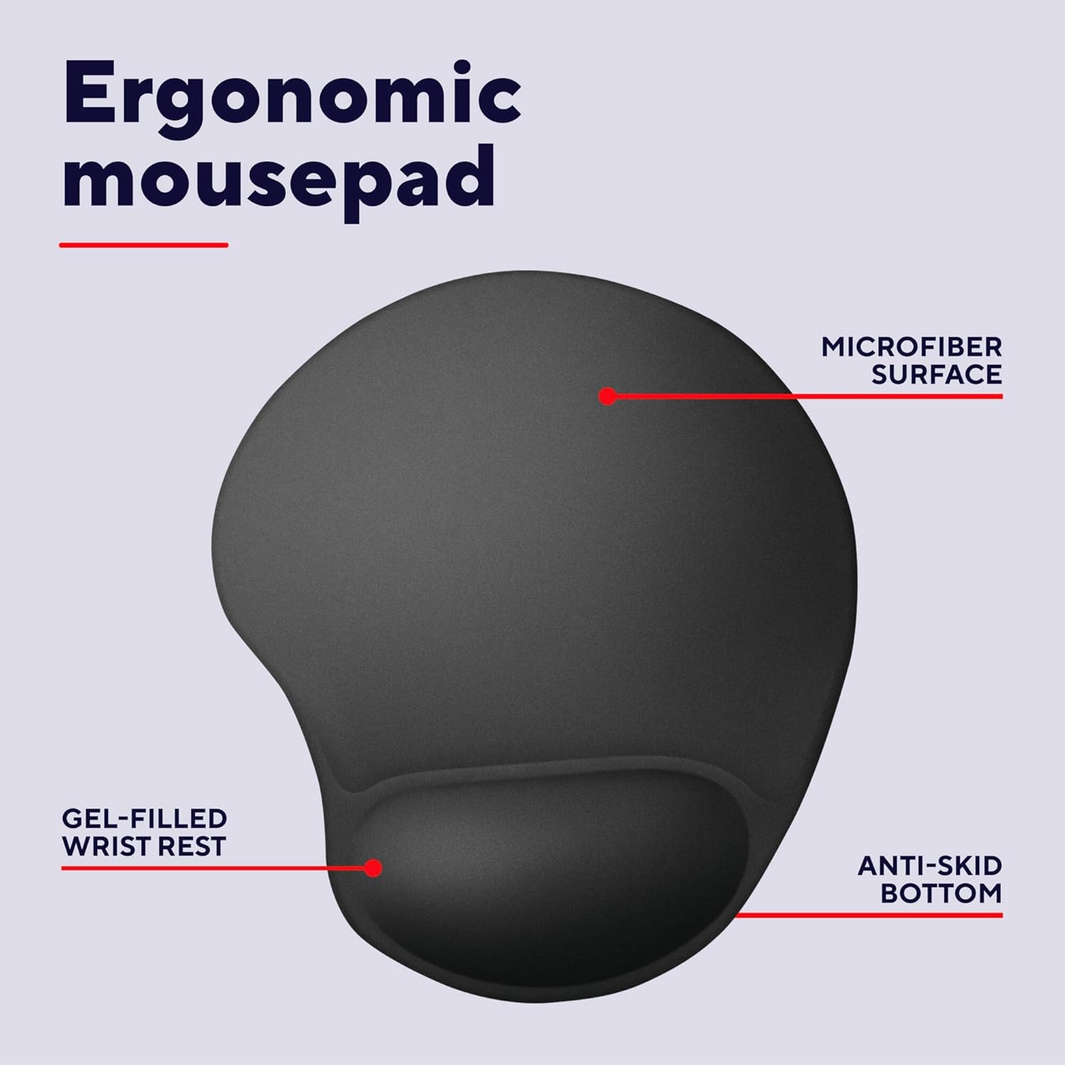 Thumbnail 1 de Trust Bigfoot Ergonomisches Mauspad mit Gelkissen – 236 x 205 mm, Softgel Handballenauflage