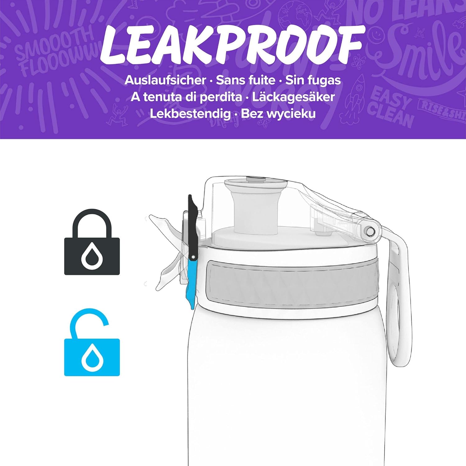 Detalle de ION8 Lightweight Steel Kids Water Bottle 400ml/13oz – Leak‑proof, Dishwasher Safe