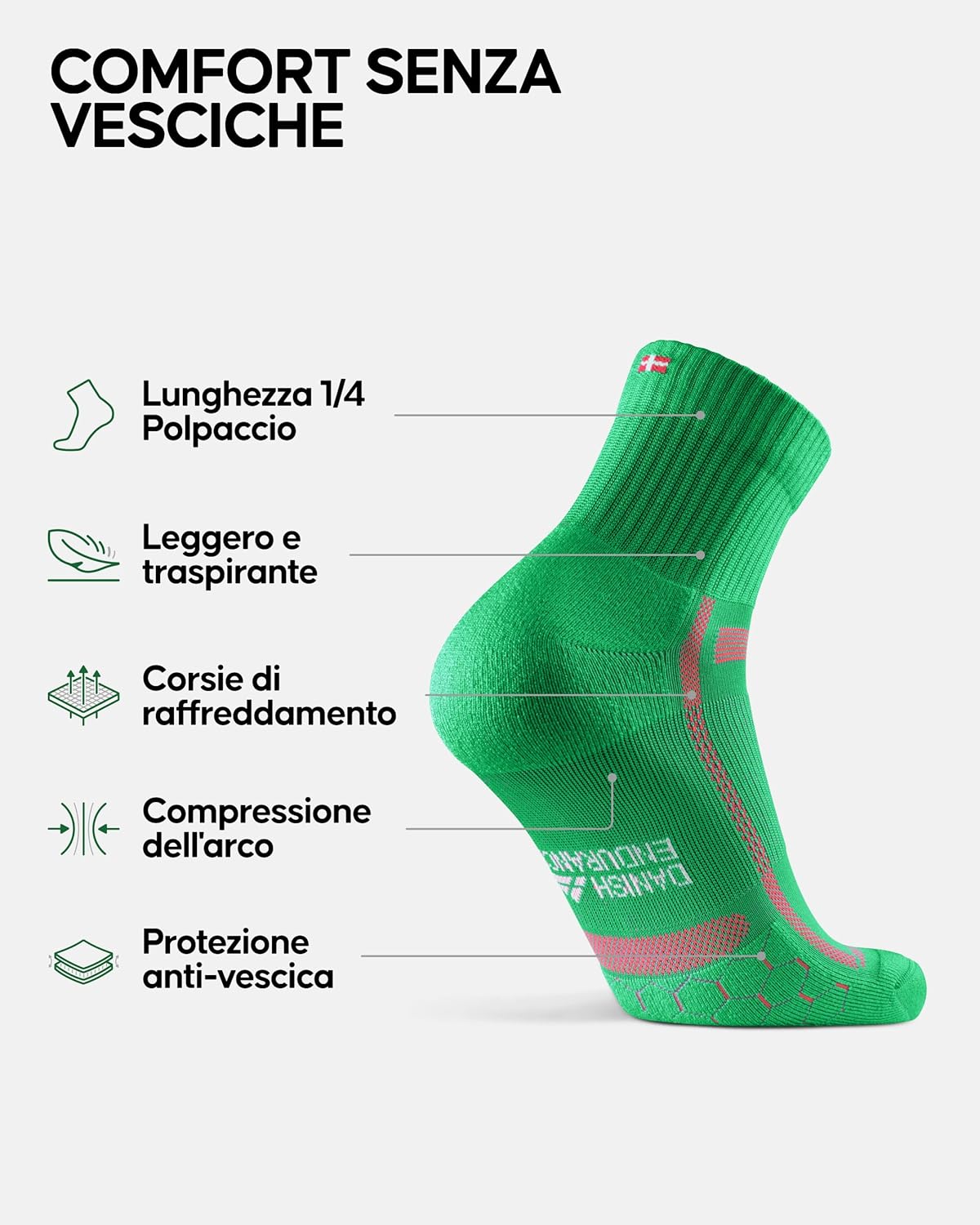 Thumbnail 2 de Danish Endurance Calze Uomo Running anti-vestiche e antiscivolo (3 o 5 paia) per trail, trekking e sport