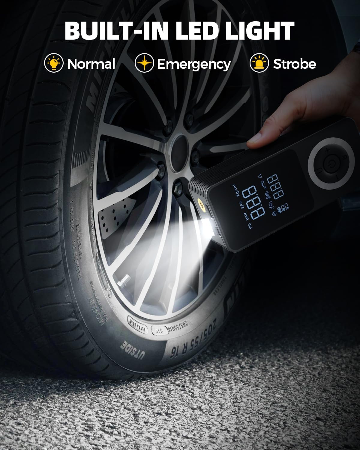 Thumbnail 6 de Cordless Tire Inflator ST10 Air Pump with Digital Pressure Gauge, LED Light, 150 PSI, Auto Shutoff (12V Car Adapter)