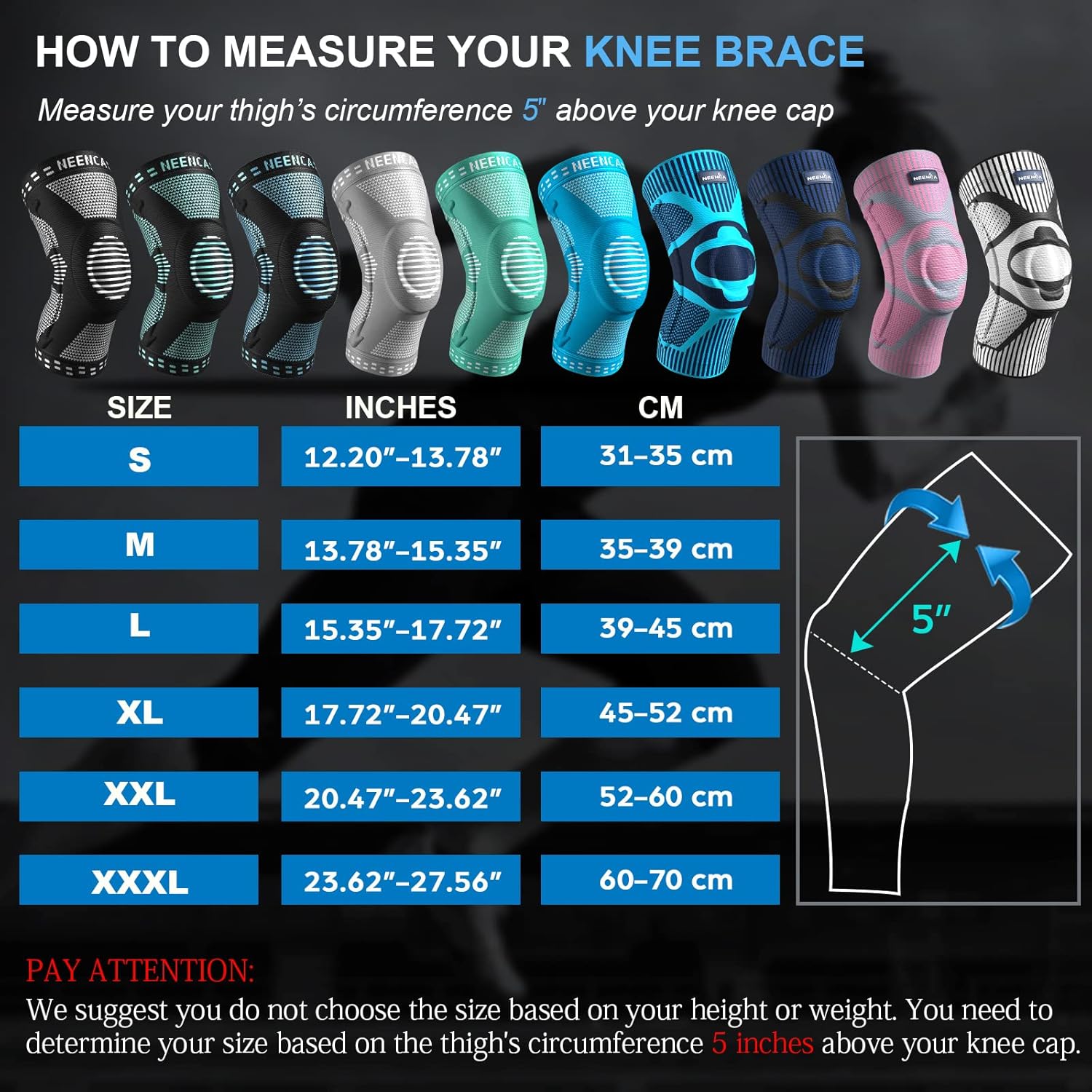 Thumbnail 1 de NEENCA Knee Brace with Patella Gel Pad and Side Stabilizers – Medical-Grade Knee Support for Running and Injury Recovery