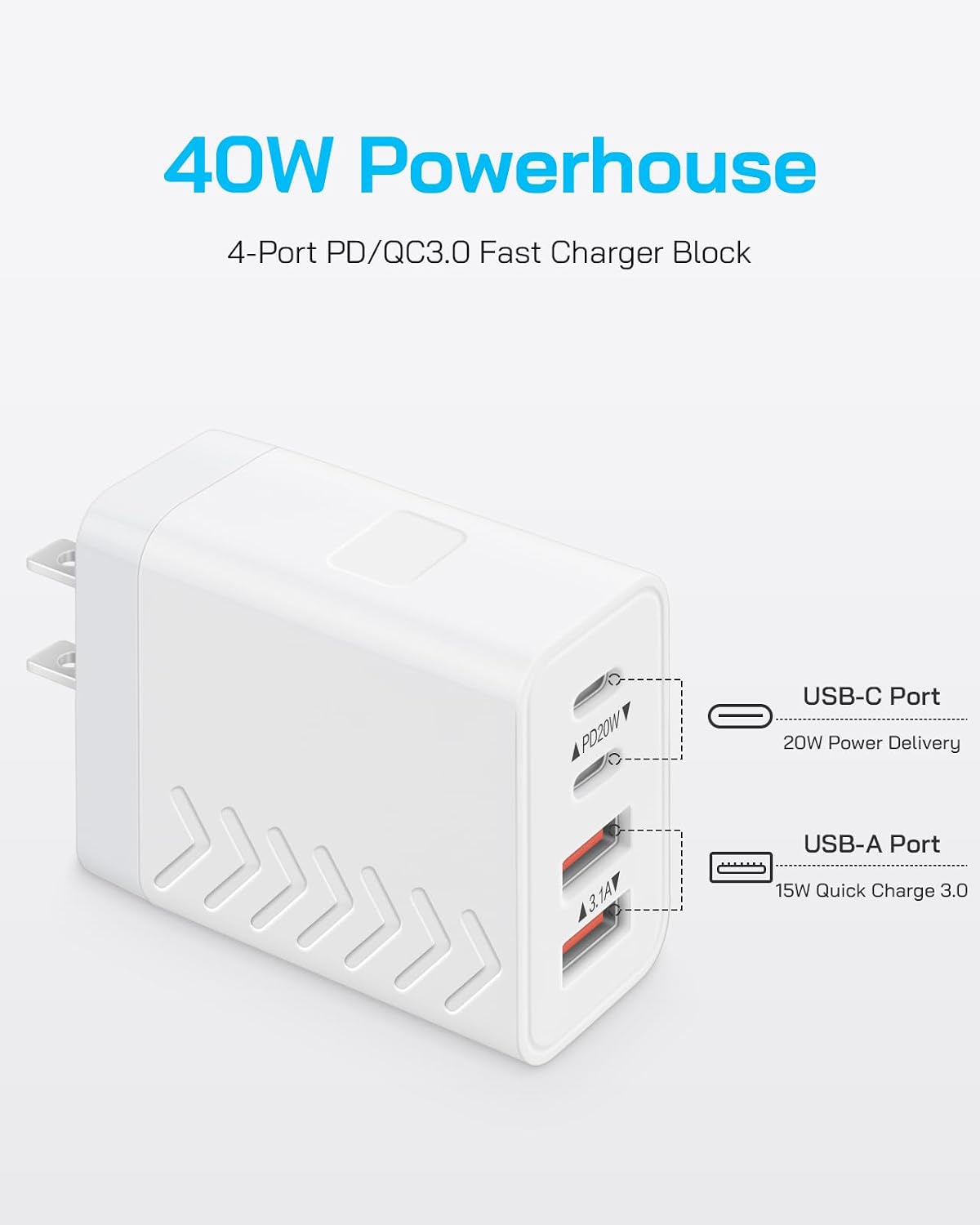 Thumbnail 1 de 40W USB C Charger Block 4-Port Fast Charger