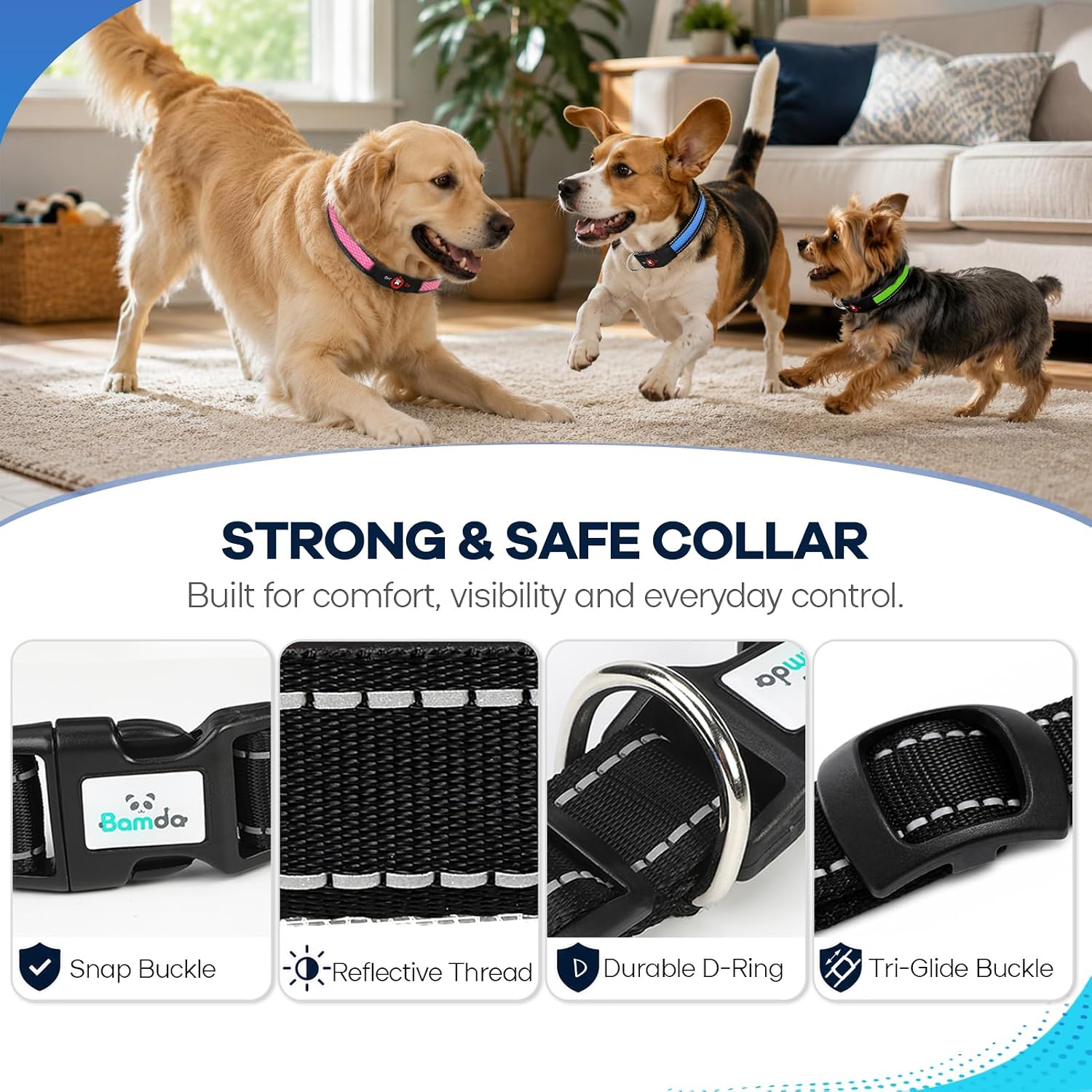 Thumbnail 4 de Bamda Light-Up Dog Collar, Blue